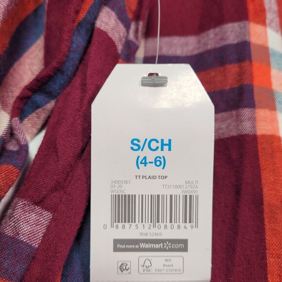 Time & Tru Women's Burgundy Plaid Long Sleeve Button Down Shirt Small (4-6)New - Picture 6 of 11